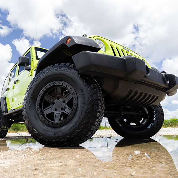Jeep Wrangler JKU on Black Rhino Attica - matte black black bolts wheels rims - 23